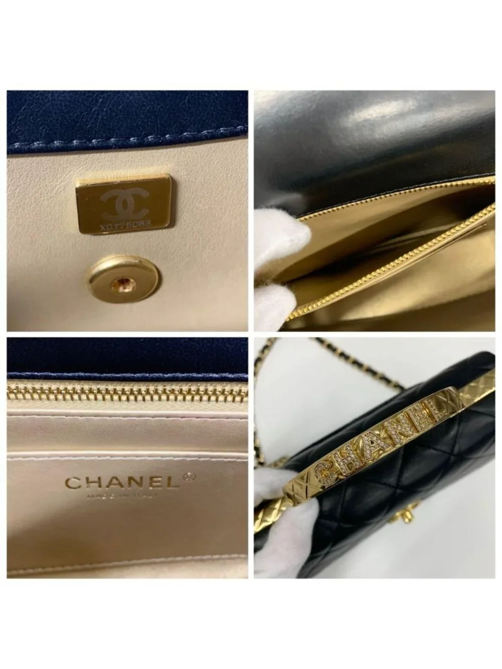 Chanel Quilted Top Handle CC Logo Leather